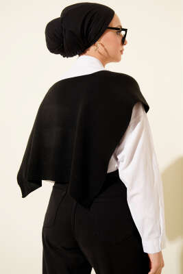 Düz Triko Omuz Şalı Siyah - Omuz Şalı