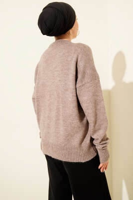 Düz Yumoş Triko Kazak Kahve - Triko Kazak