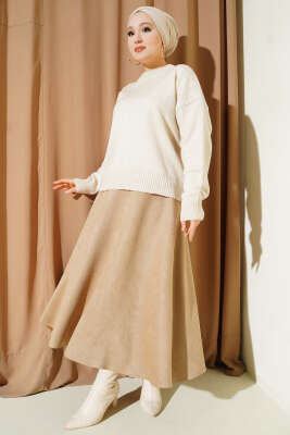 Düz Yumoş Triko Kazak Taş - Triko Kazak