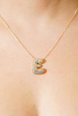 E Harfli Taşlı Kolye - KONYALI BİJUTERİ