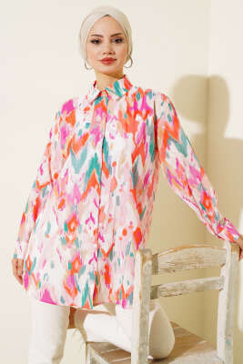Ebru Desen Salaş Gömlek Oranj - TEGOE