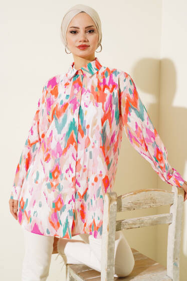 Ebru Desen Salaş Gömlek Oranj - Gömlek