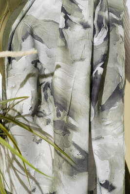 Ebru Desenli Bambu Kraş Şal Çağla Yeşili - Başörtüsü