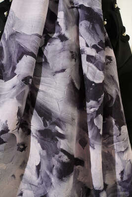 Ebru Desenli Bambu Kraş Şal Gri - Başörtüsü