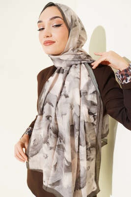 Ebru Desenli Bambu Kraş Şal Haki 