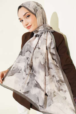 Ebru Desenli Bambu Kraş Şal Haki - Başörtüsü