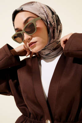 Ebruli Çiçekli Bambu Kraş Eşarp Taş - MODA KAŞMİR