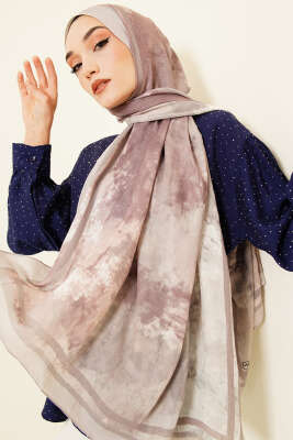 Ebruli Desen Bambu Kraş Şal Bej 