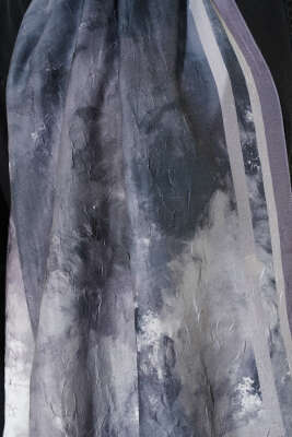 Ebruli Desen Bambu Kraş Şal Gri - Başörtüsü