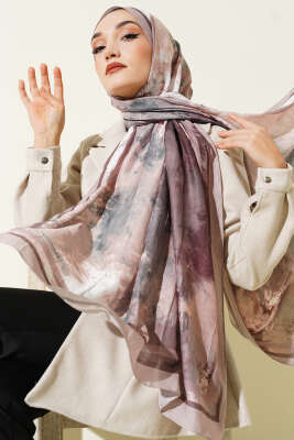 Ebruli Desen Bambu Kraş Şal Kum Bej 