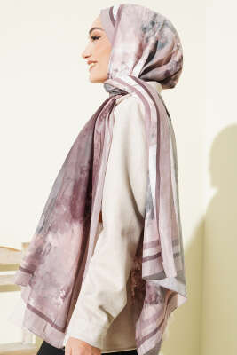 Ebruli Desen Bambu Kraş Şal Kum Bej - Başörtüsü