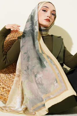 Ebruli Desen Bambu Kraş Şal Sarı 