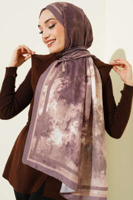 Ebruli Desen Bambu Kraş Şal Soft Kahve 