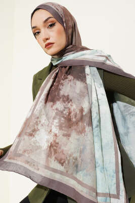 Ebruli Desen Bambu Kraş Şal Vizon 