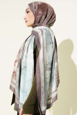 Ebruli Desen Bambu Kraş Şal Vizon - Başörtüsü