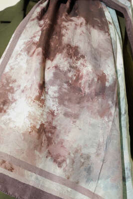 Ebruli Desen Bambu Kraş Şal Vizon - Başörtüsü