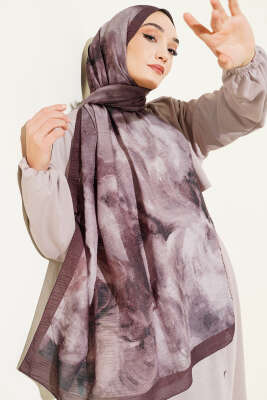 Ebruli Desen Müslin Şal Acı Kahve 