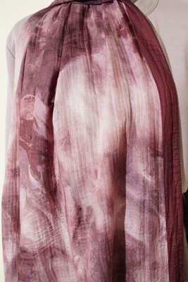 Ebruli Desen Müslin Şal Kahve - Başörtüsü