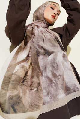 Ebruli Desen Müslin Şal Nefti 