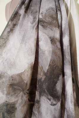 Ebruli Desen Müslin Şal Zümrüt - Başörtüsü