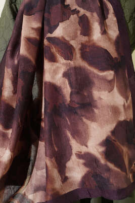 Ebruli Desenli Bambu Kraş Şal Acı Kahve - Başörtüsü