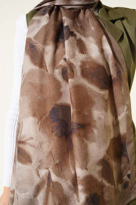 Ebruli Desenli Bambu Kraş Şal Çağla Yeşili - Başörtüsü