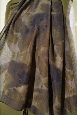 Ebruli Desenli Bambu Kraş Şal Haki - Başörtüsü