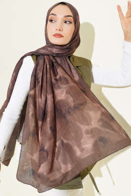 Ebruli Desenli Bambu Kraş Şal Kamuflaj Yeşili - ŞEHRİ ŞAL