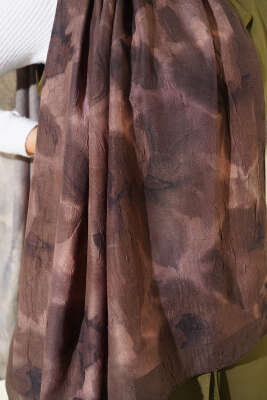 Ebruli Desenli Bambu Kraş Şal Kamuflaj Yeşili - Başörtüsü