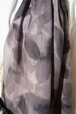 Ebruli Desenli Bambu Kraş Şal Taş Gri - Başörtüsü