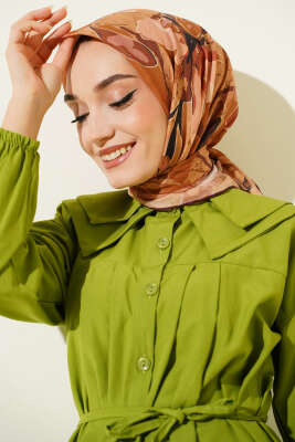 Ebruli Flowers Soft Eşarp Taba - Başörtüsü