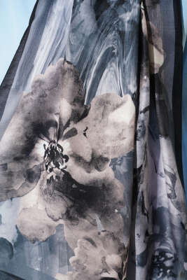 Ebruli Flowers Soft Şal Antrasit - Başörtüsü