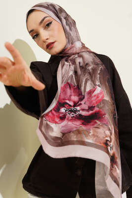 Ebruli Flowers Soft Şal Kum Bej - MODA KAPRİS