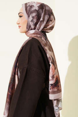 Ebruli Flowers Soft Şal Kum Bej - Başörtüsü