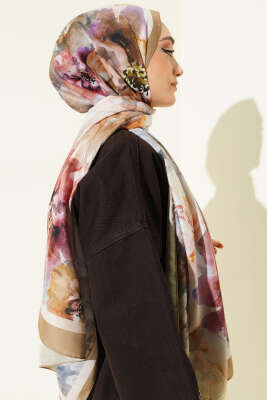 Ebruli Flowers Soft Şal Nefti - Başörtüsü