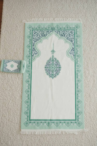 Ebruli Motifli Keseli Seccade Mint - SECCADE