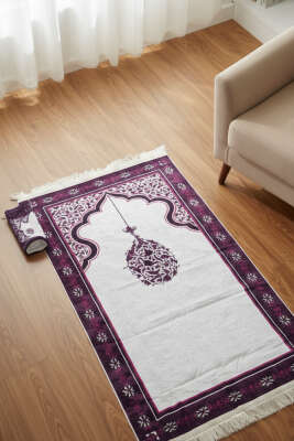 Ebruli Motifli Keseli Seccade Mor - MİSS İPEK