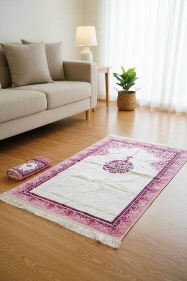 Ebruli Motifli Keseli Seccade Pembe - SECCADE