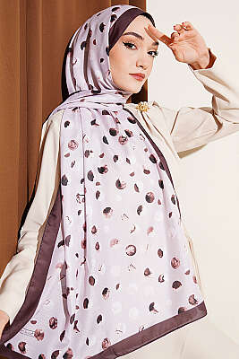 Ebruli Puantiye Desen Şal Bej Kahve - ECENUR