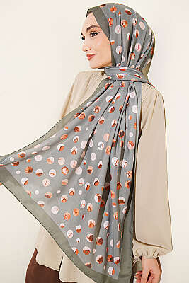 Ebruli Puantiye Desen Şal Haki - Başörtüsü