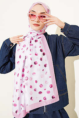 Ebruli Puantiye Desen Şal Pudra - Başörtüsü