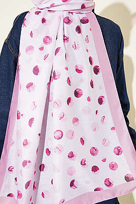 Ebruli Puantiye Desen Şal Pudra - Başörtüsü