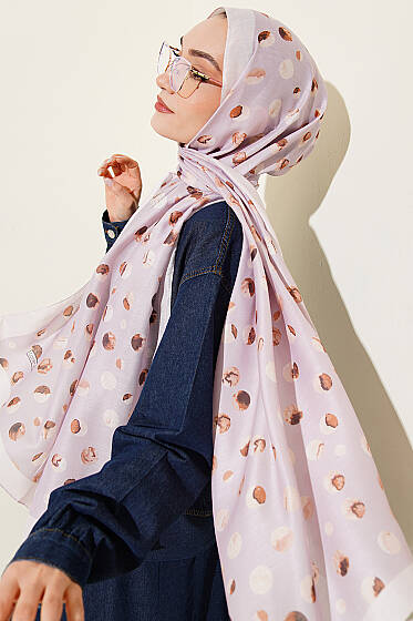 Ebruli Puantiye Desen Şal Taş - Başörtüsü