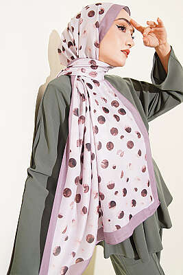 Ebruli Puantiye Desen Şal Vizon - Başörtüsü