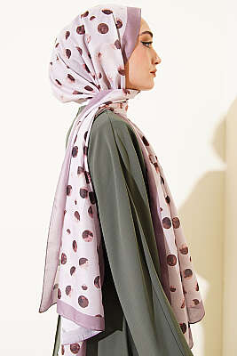 Ebruli Puantiye Desen Şal Vizon - Başörtüsü