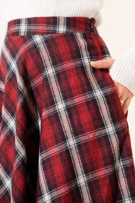 Ekose Desen Cepli Kaşe Etek Bordo - Günün Seçilenleri