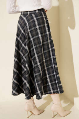 Ekose Desen Cepli Kaşe Etek Füme - Günün Seçilenleri