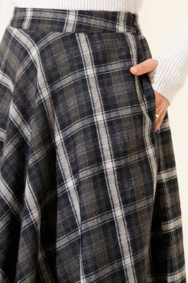 Ekose Desen Cepli Kaşe Etek Füme - Günün Seçilenleri