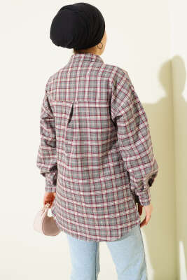 Ekose Desen Taşlı Gömlek Kayrak Grisi - Gömlek