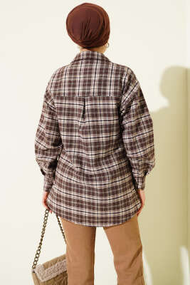 Ekose Desen Taşlı Gömlek Toprak - Gömlek